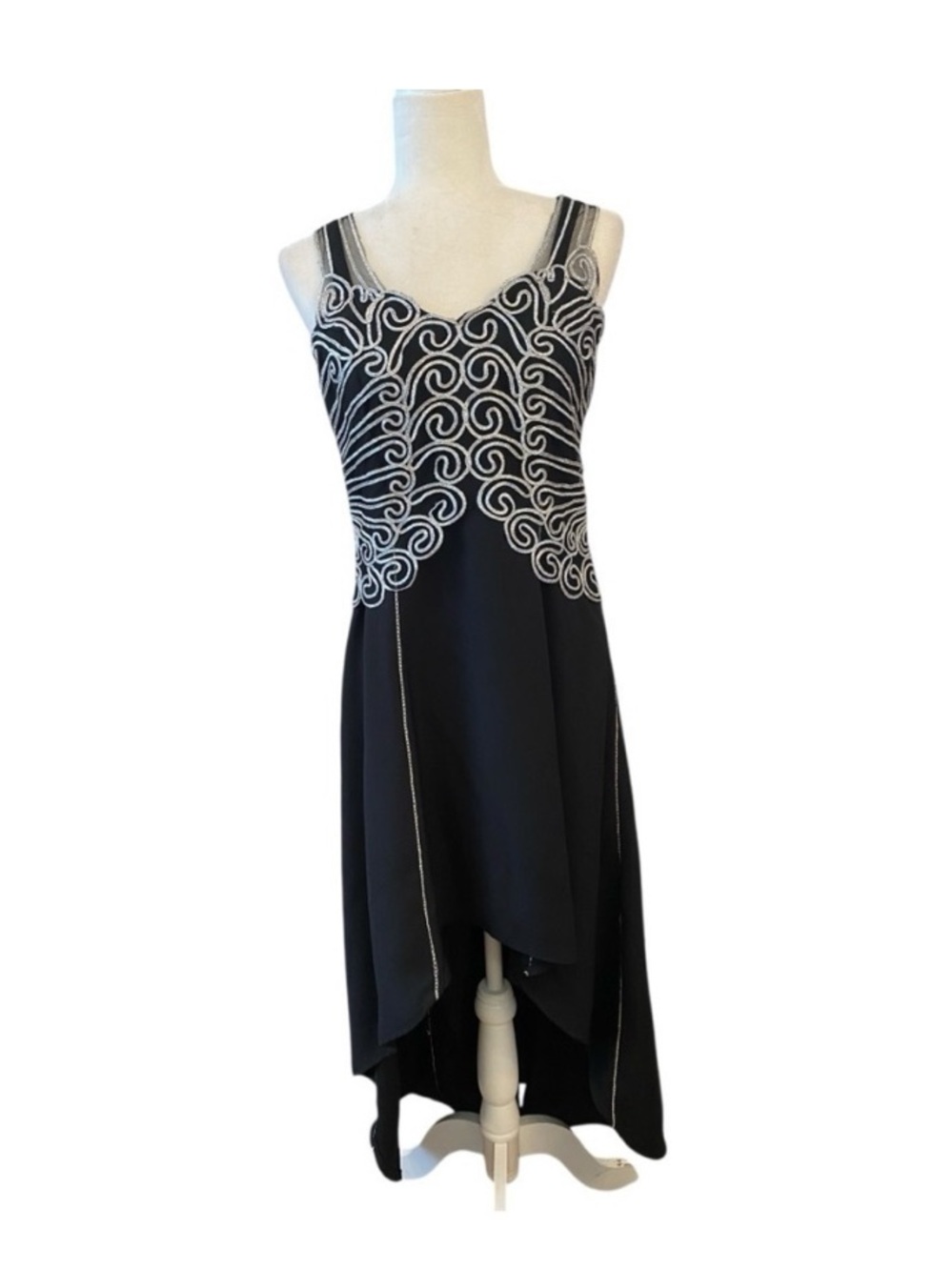 Marina Vintage Hi-lo Womens Evening Cocktail Dress Silver sleeveless